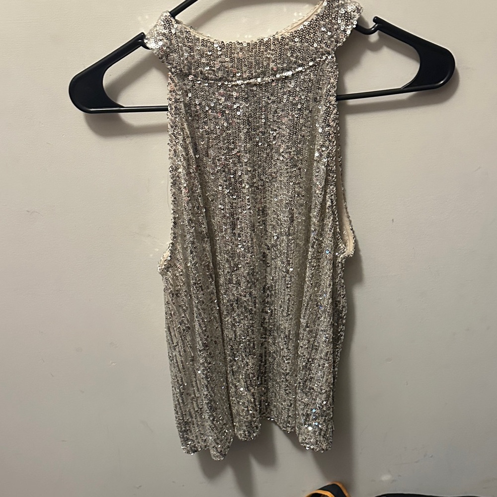 Love on a Hanger Glittering Silver Sleeveless Blouse